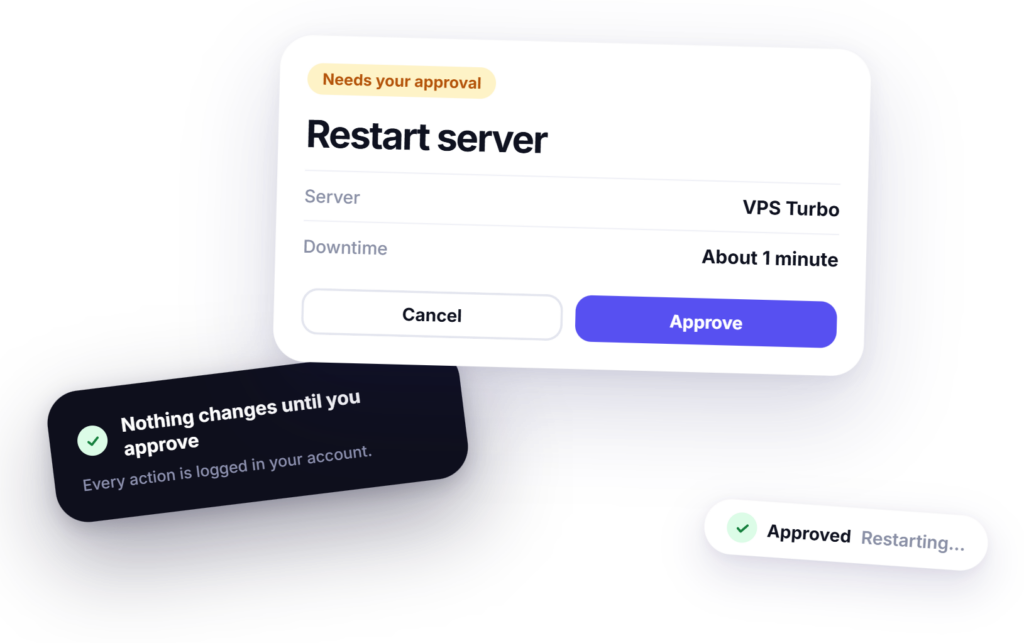 VeerAI confirmation card asking the customer to approve an action